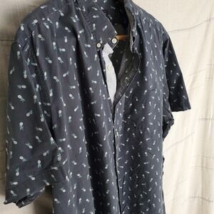 CREMIEUX CLASSICS Dark Gray‎ Pineapple Print Short Sleeve Button Down Shirt XXL